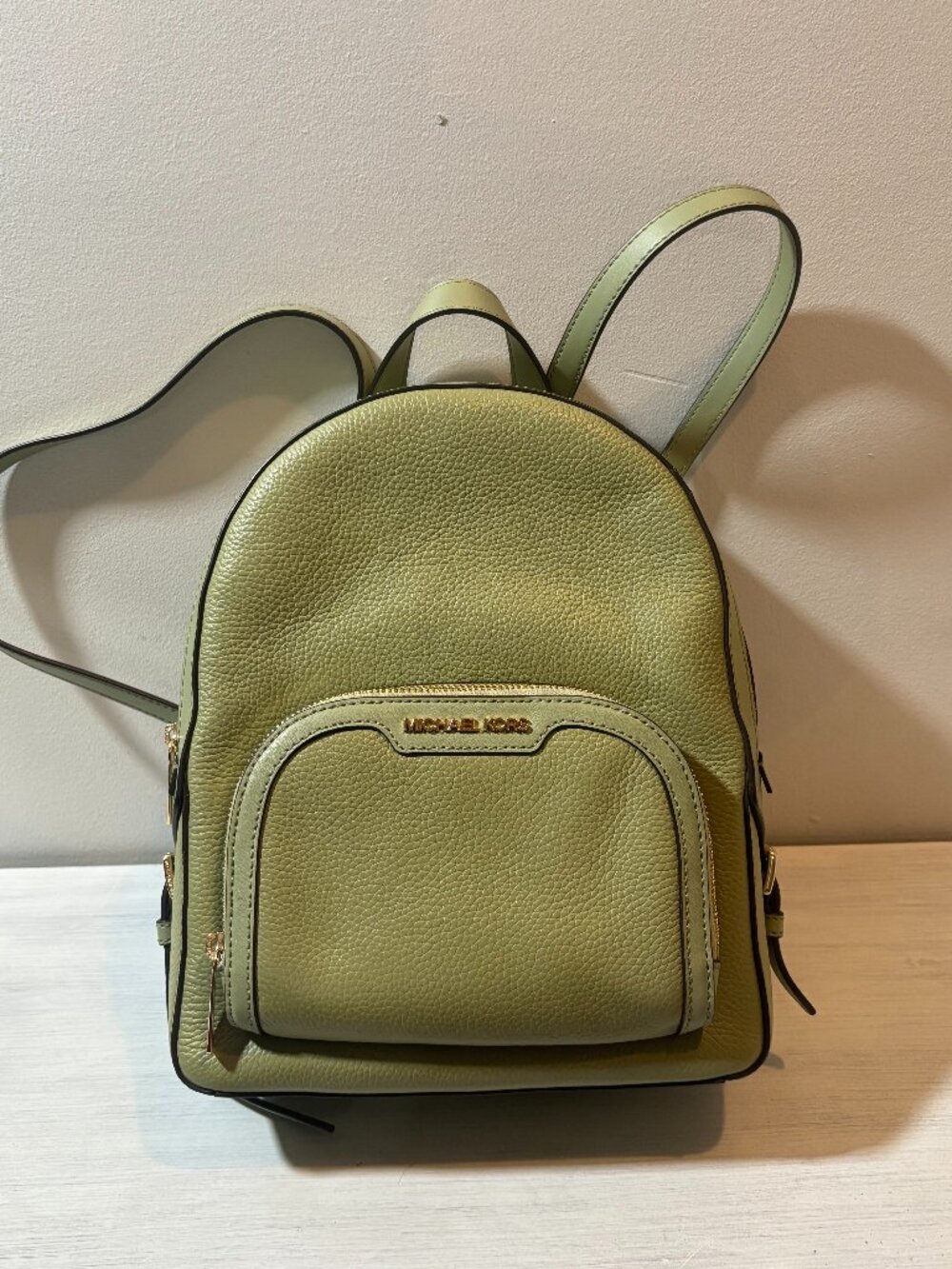 Michael Kors Jaycee Medium Pebbled Leather Backpack in the color Light Sage